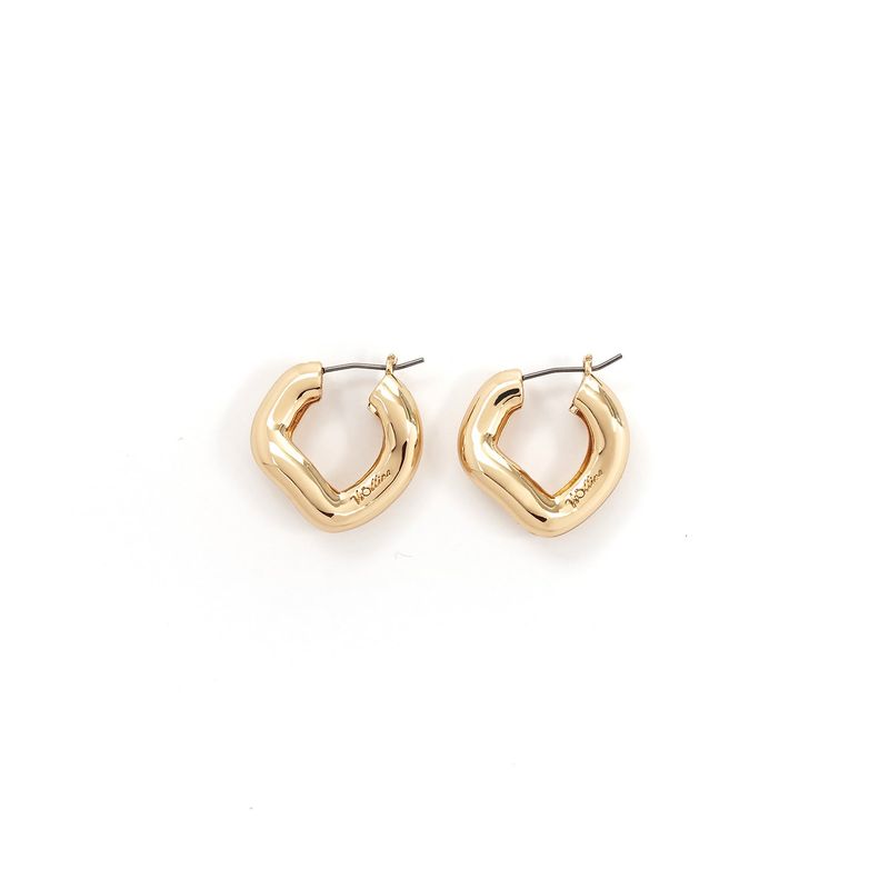 Metal Wave Link Earrings_Gold