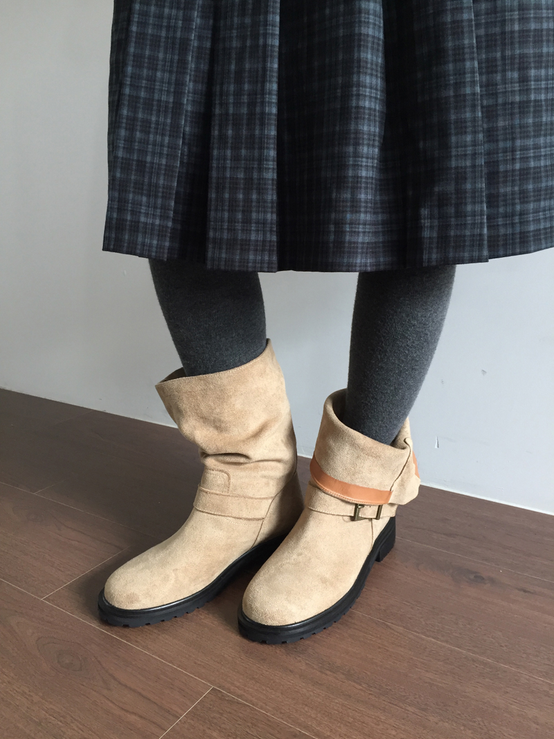 Velour suede buckle boots (2color)