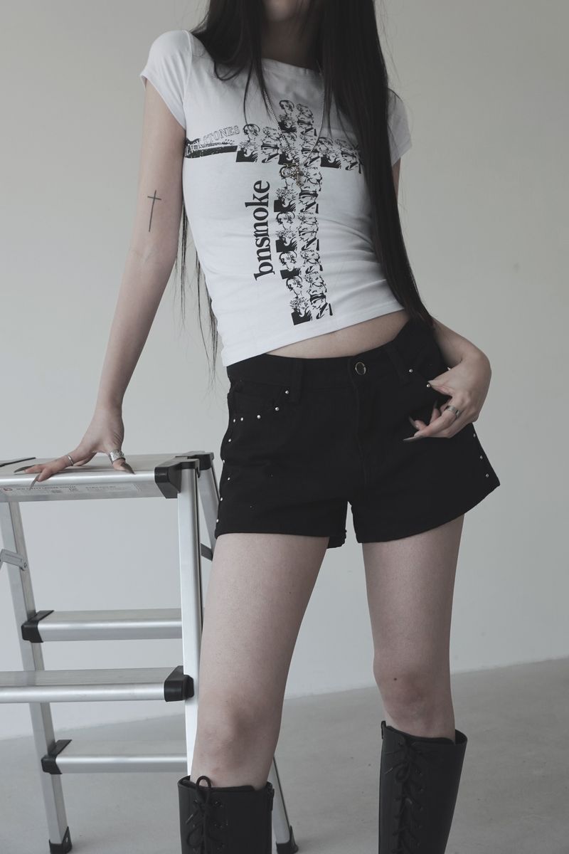 unique studded summer short pants (2color)