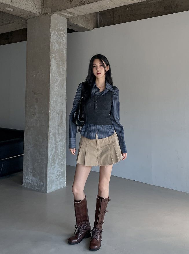 Windy Bret Button Ribbed Sleeveless