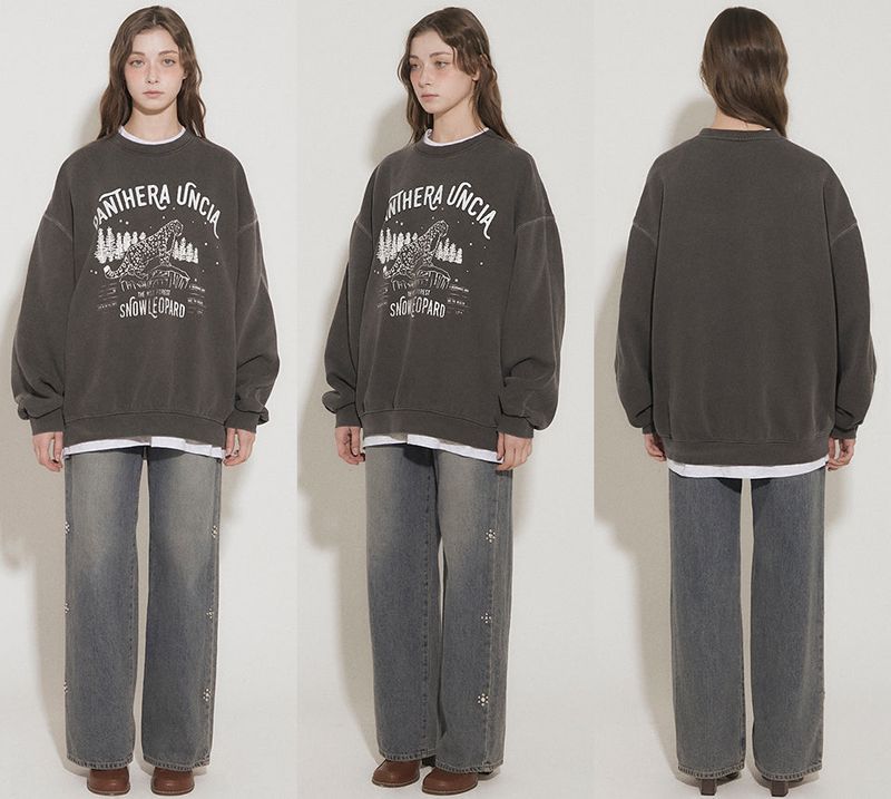 SNOW LEOPARD PRINT SWEATSHIRT [normal] [BLACK]