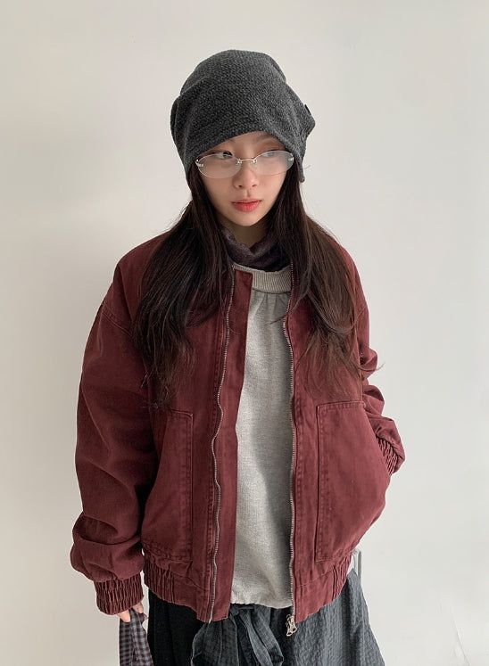 Lano Washing Color Matching Collar Work Jacket