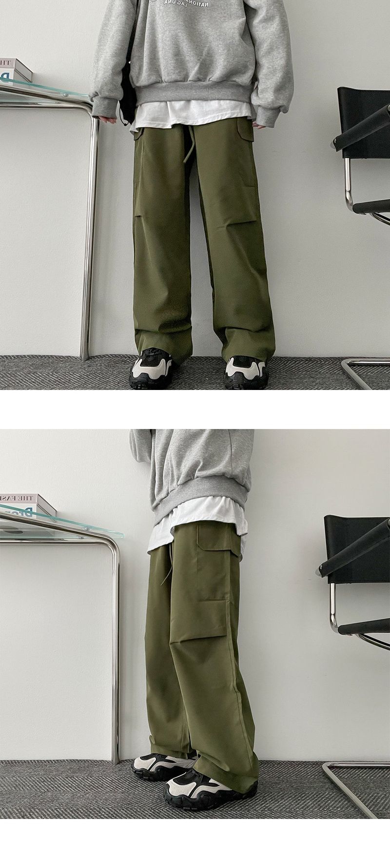 Reta Cargo Wrinkle Shirring Bendable Wide Pants