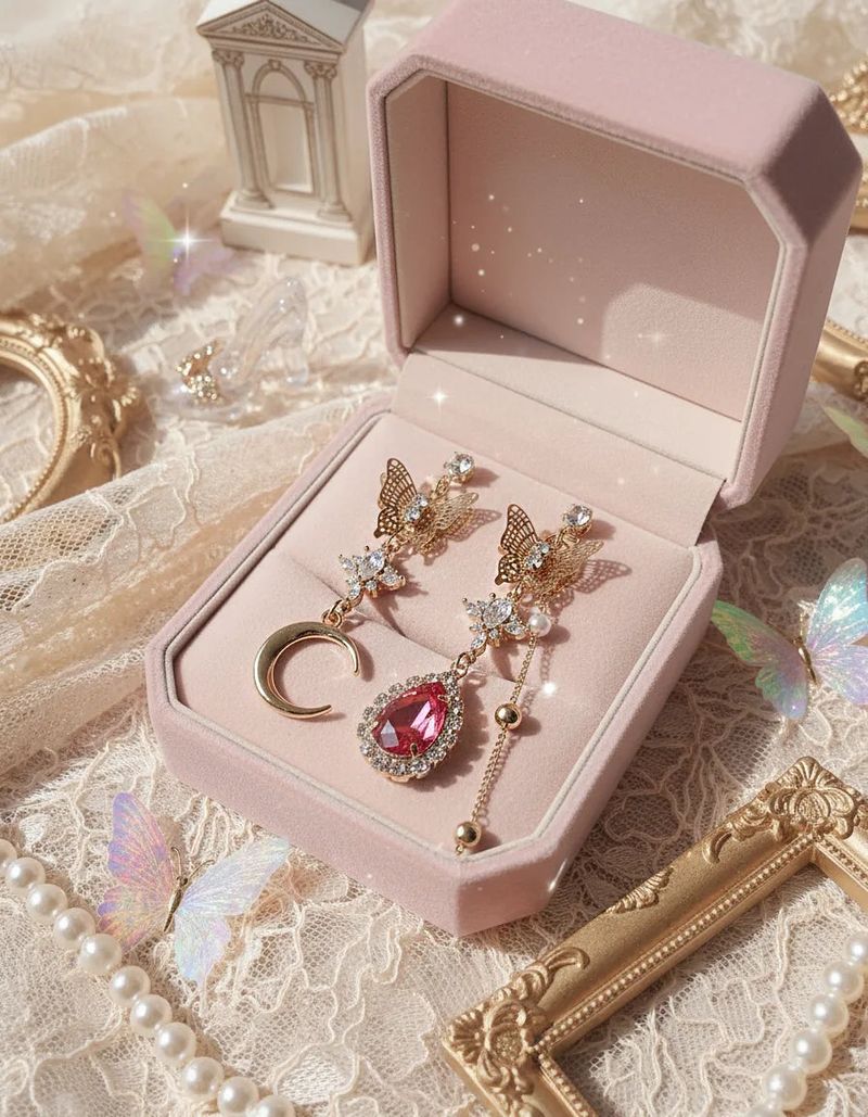 Rosepink Moon Butterfly Earring