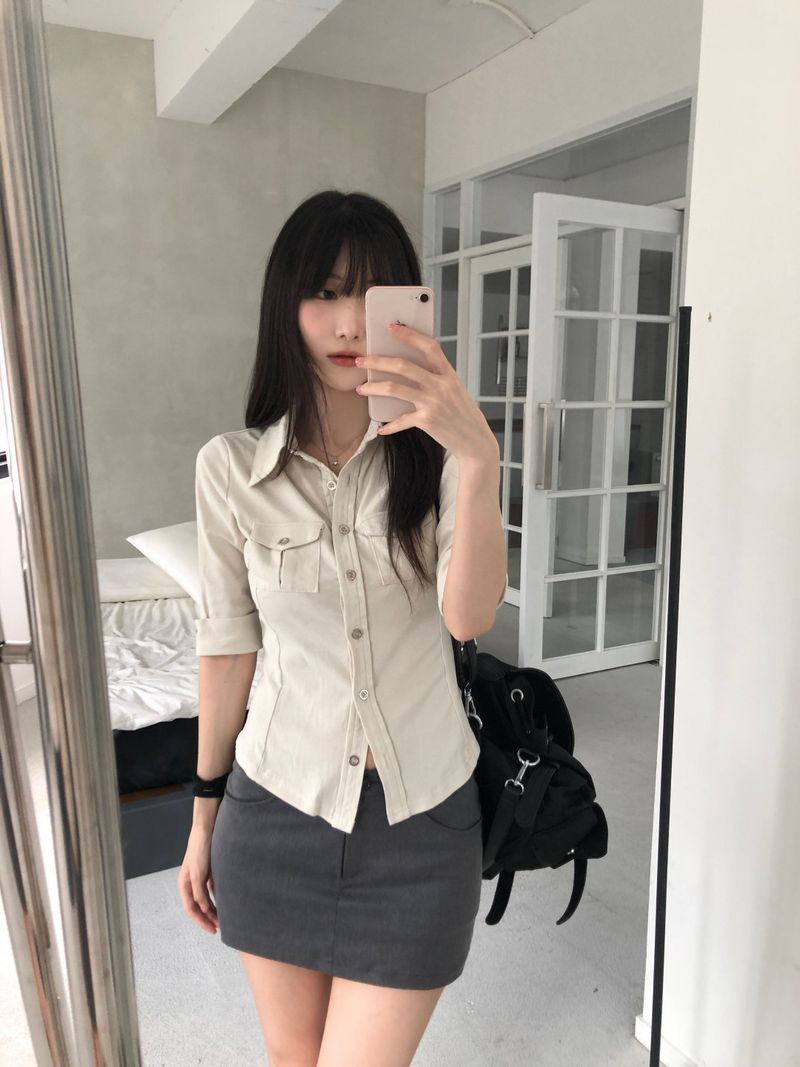 Kitten（キッテン）の「pocket shirt (one color)（Tops）」