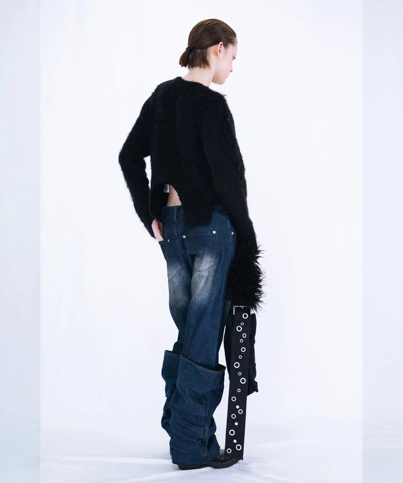 CUTTING MOHAIR KNIT CARDIGAN