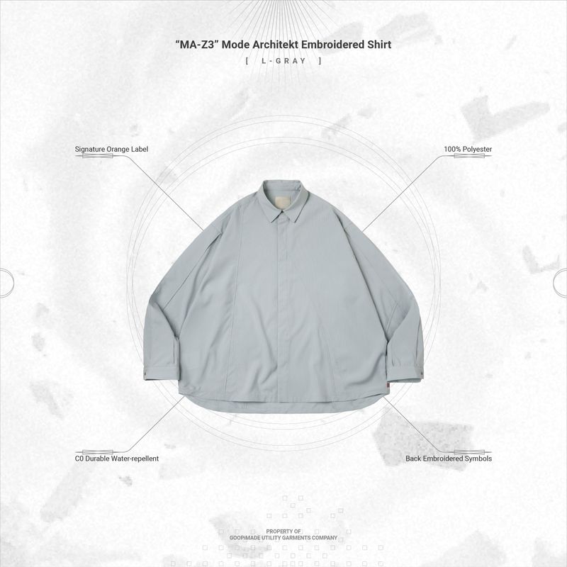 GOOPiMADE（ グーピメイド）の「“MA-Z3” Mode Architekt Embroidered Shirt（Tops）」
