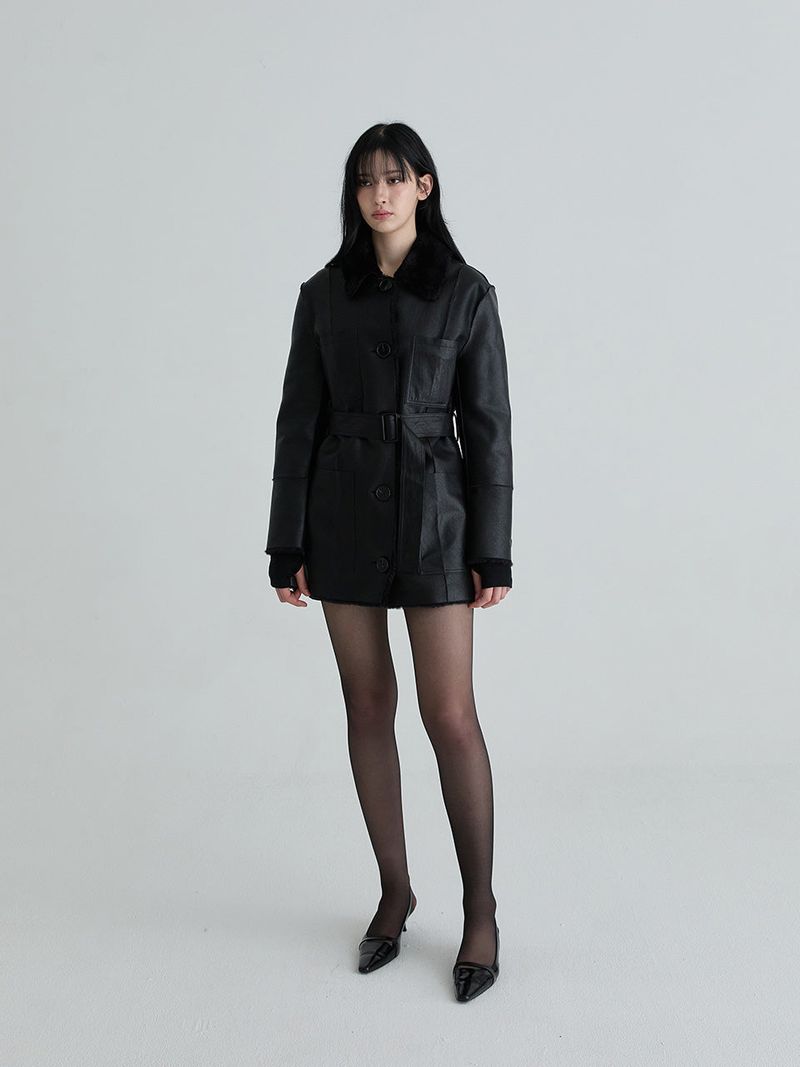 Reversible leather mustang (Black)