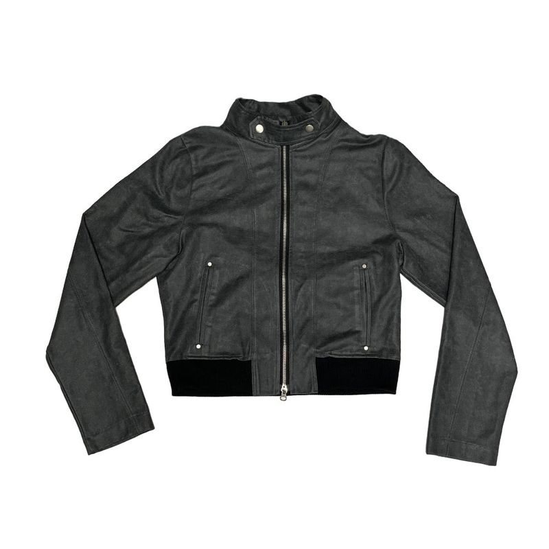 Crack leather jacket