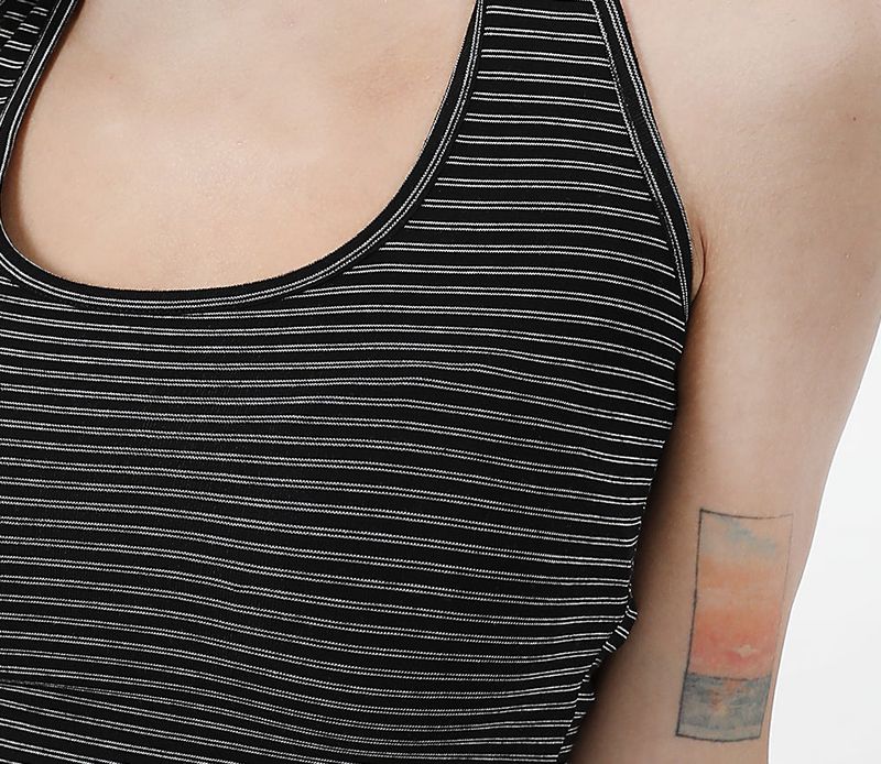 Stripe Haulter Neck Sleeveless