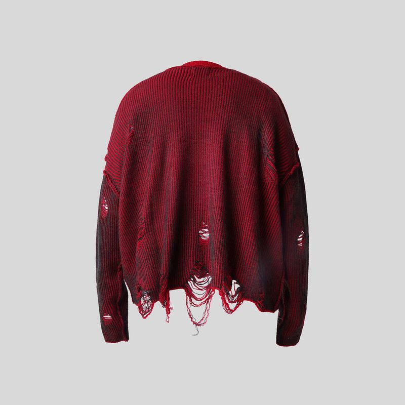 HIERARCHY STUDIOS Chroma - Distressed Red Flux Oversized Knit Sweater