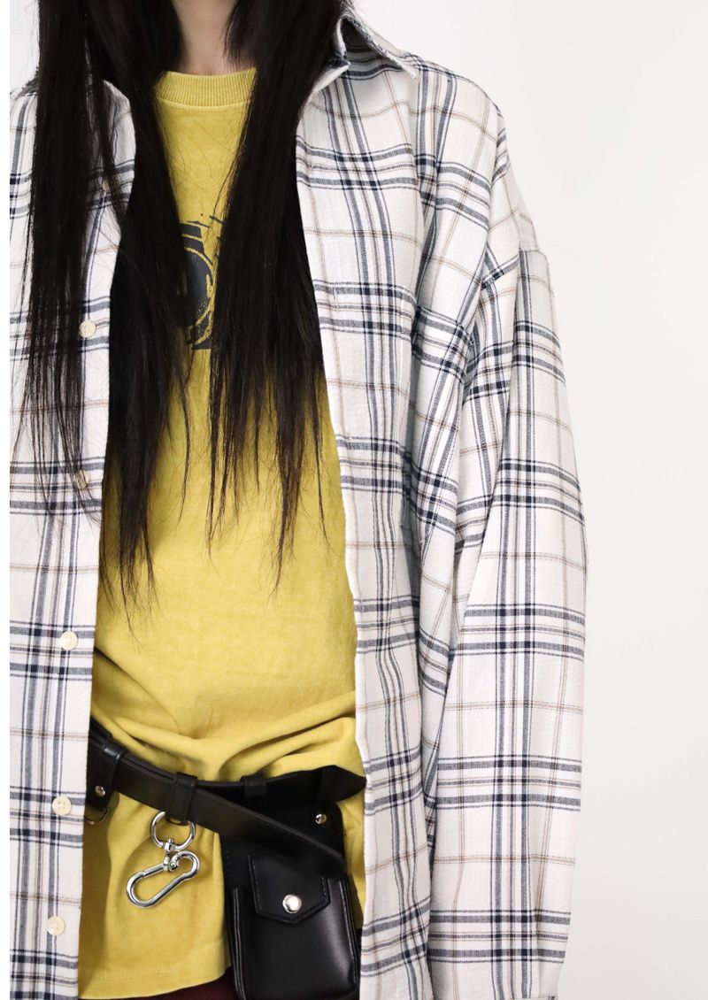 (UNISEX)Nerdy Oversized Checkered Shirt