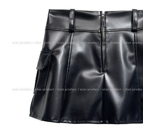 Hayes Leather Pocket Flare Skirt