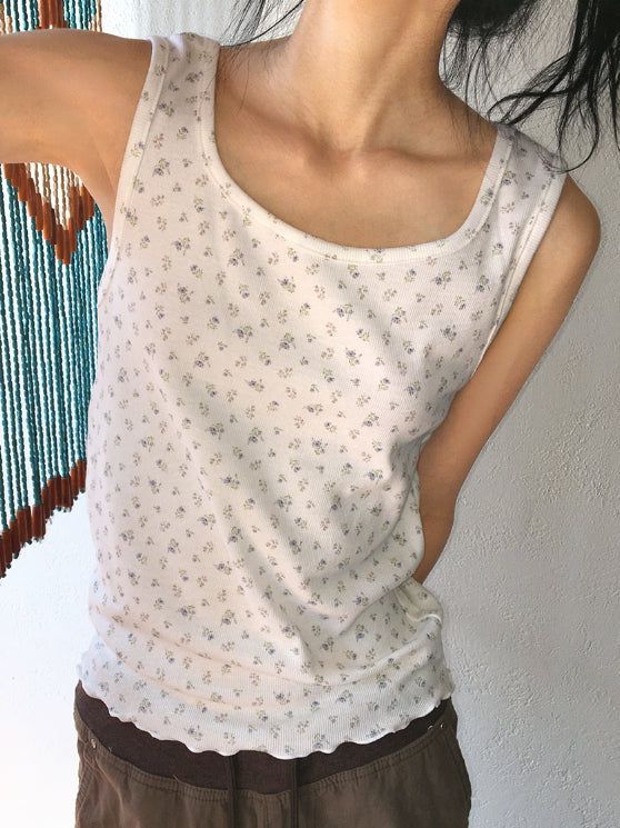 Theron Wave Flower Square Neck Sleeveless