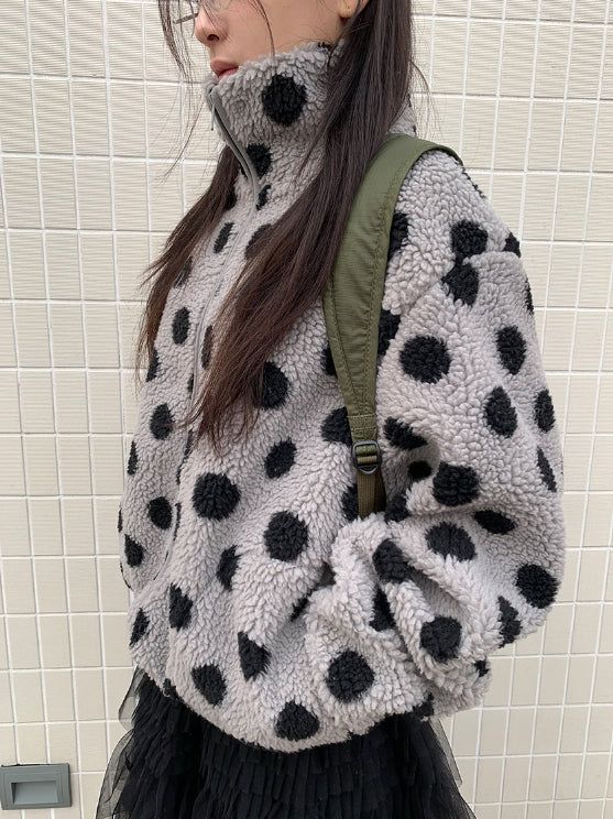 Ratmaru Dot Fleece Zip-Up Jumper