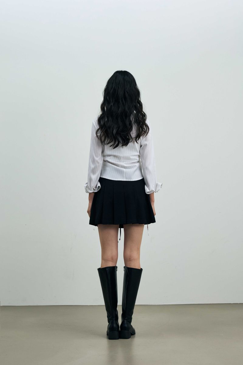 EVE STRIPE WRAP SHIRT / WHITE