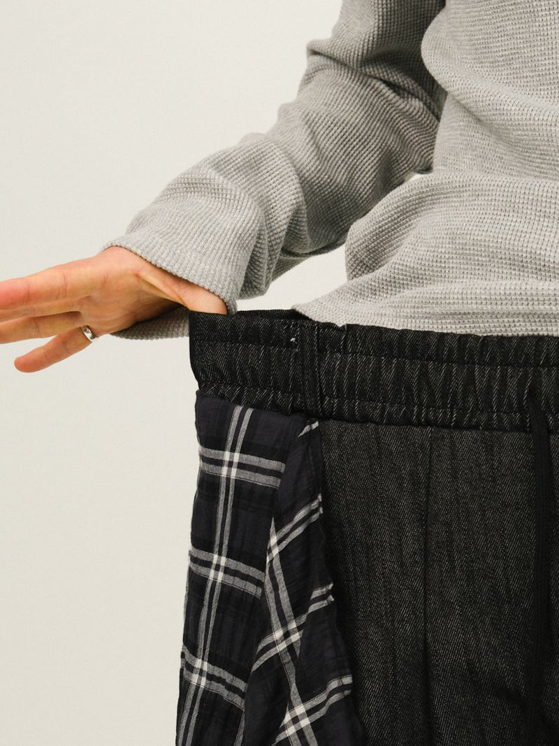 SE Non-fade Check Layered Denim Pants