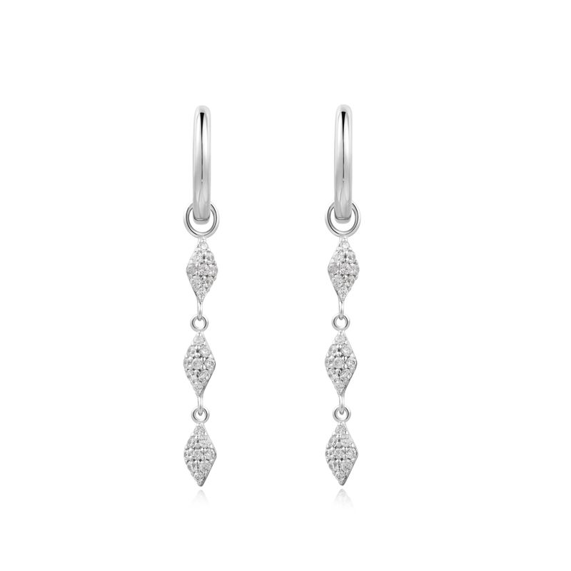 Silver Pave Sparkle Drop 925 Silver Ring Earring E061-15H