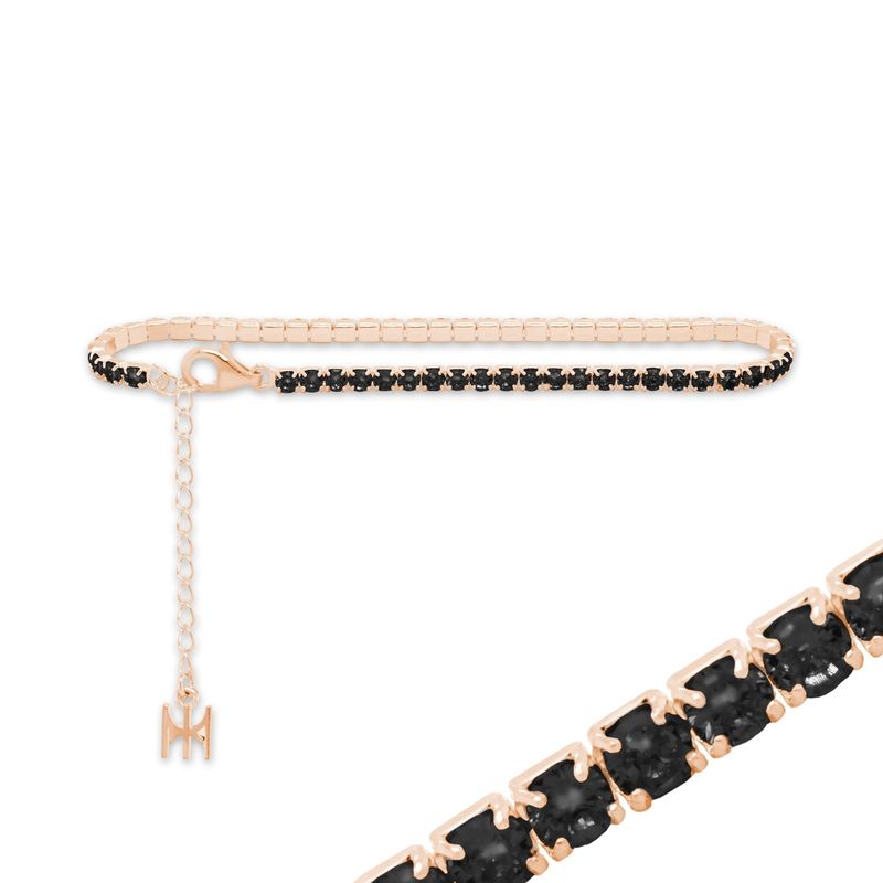 [S925] Black Mini Tennis Bracelet (rosegold)