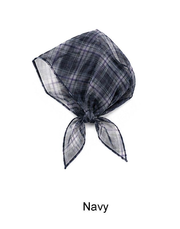 Two-run see-through check scarf