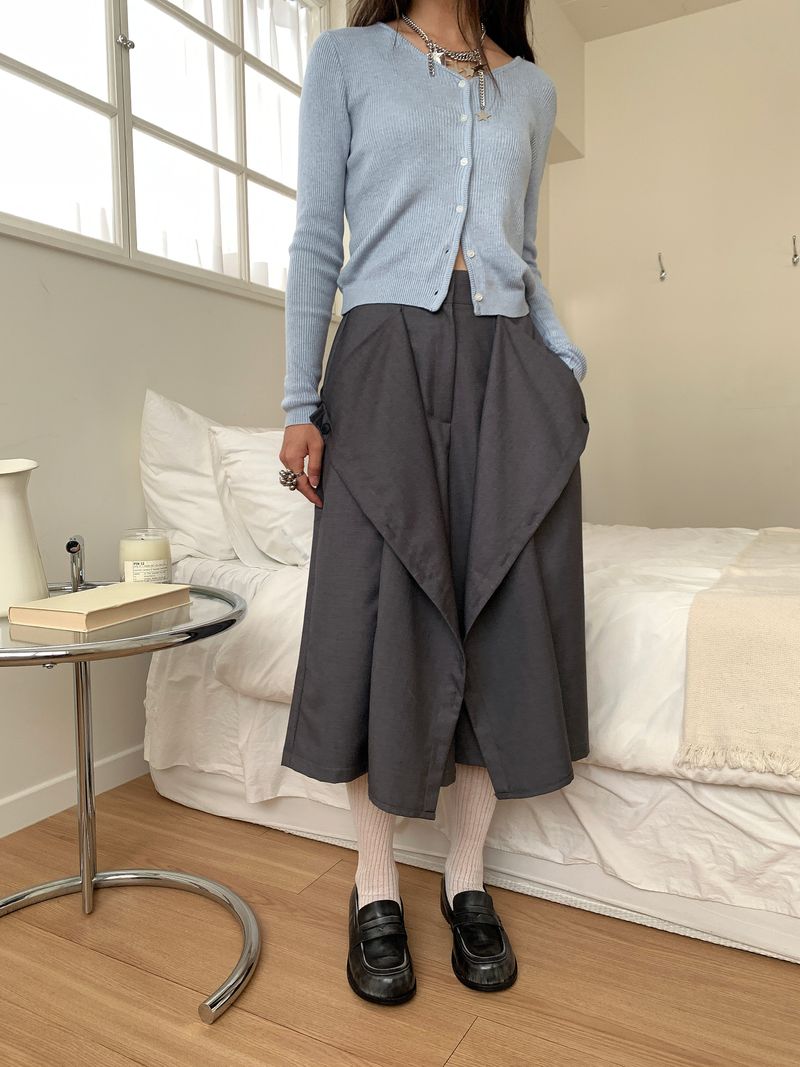BUTTON TWO-WAY BERMUDA SLACKS (3C)