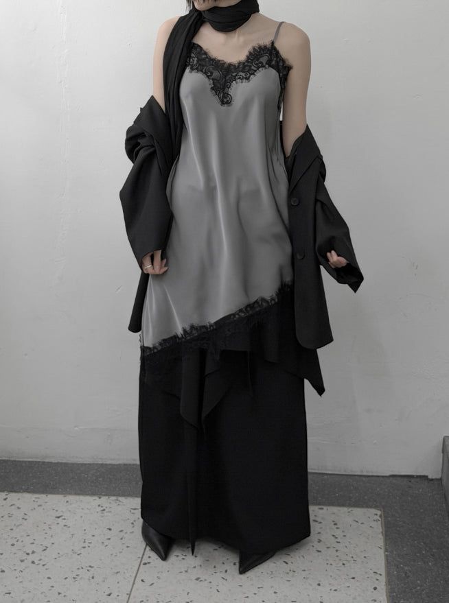 Silver Lace Slip One Piece