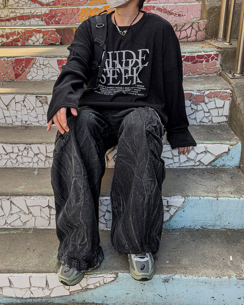 Hide Chic Oversized Knit Long Sleeve T-Shirt