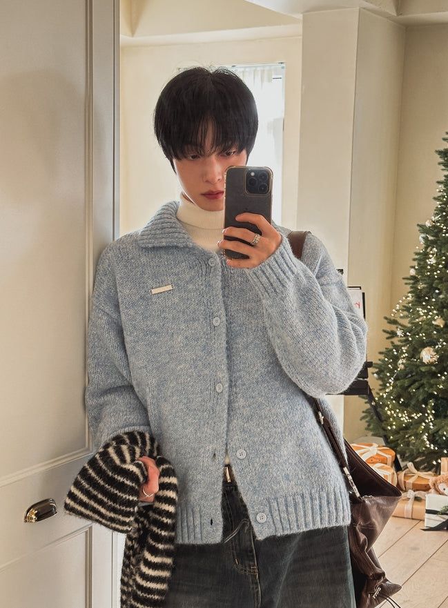 Martic Wool Collar Warmer Knit Cardigan