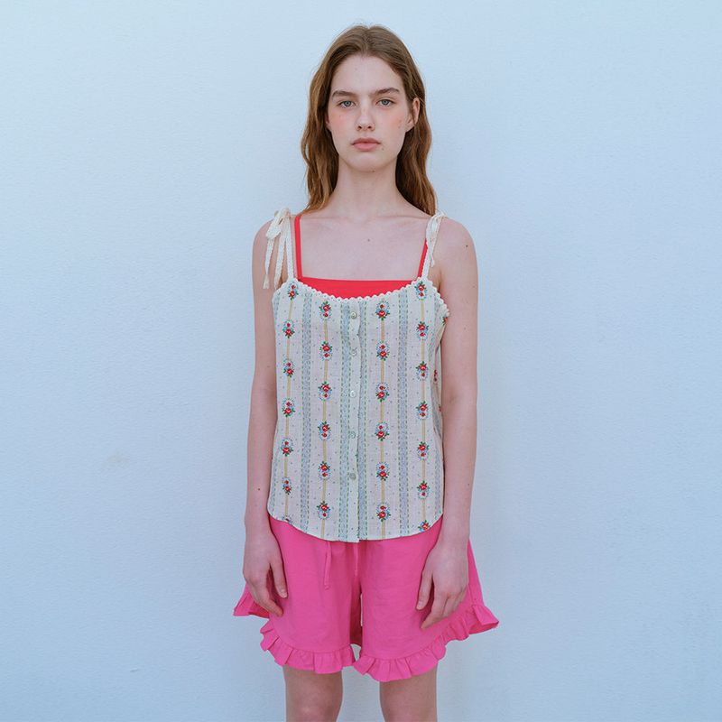 RUFFLE HEM SHORTS, PINK