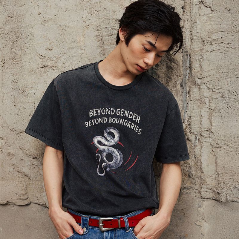 BGBB Snake Garment Dyed half T (Black)