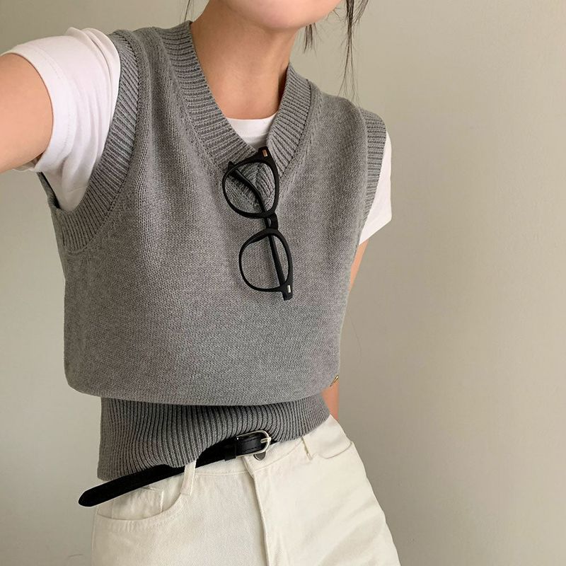 [Bellide made] Old money V-neck knit vest