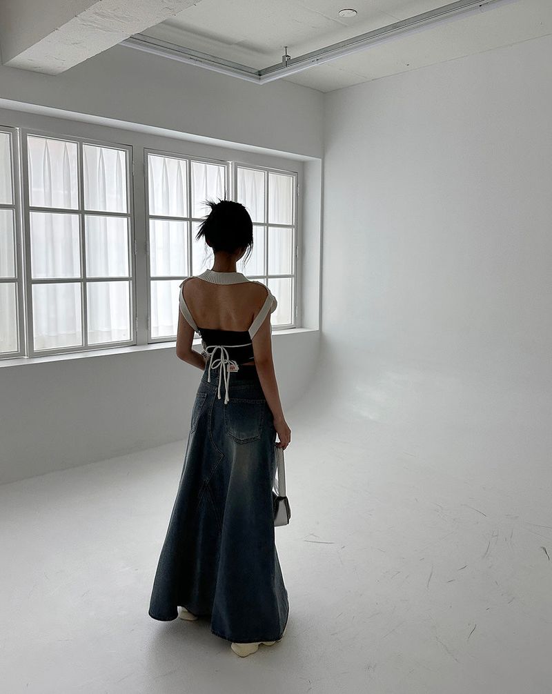 Denim Maxi Long Skirt