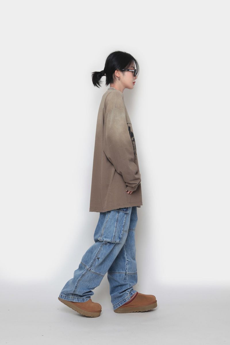 Shadow Washing Long-Sleeved T-Shirt