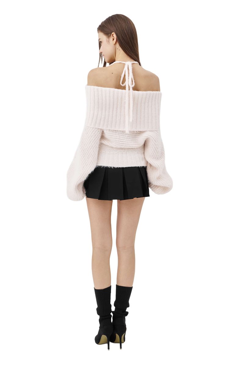 Palette off-shoulder ribbon knit, pink