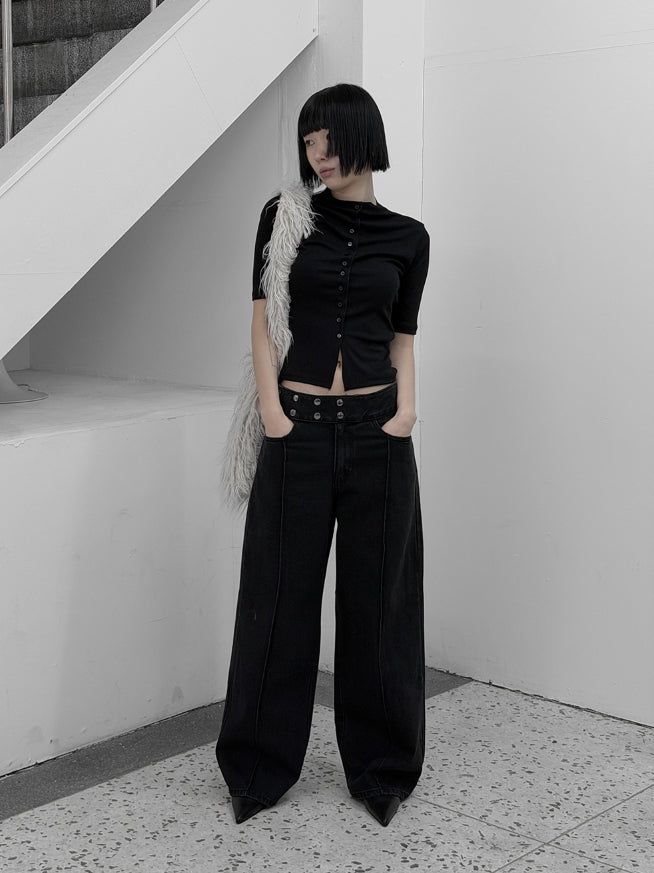 Machi Snap Adjust Incision Black Denim