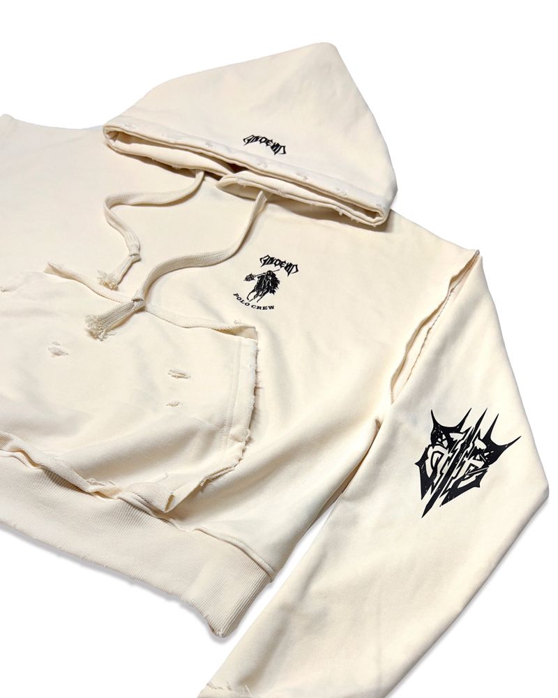 POLO CROP HOODIE_CREAM