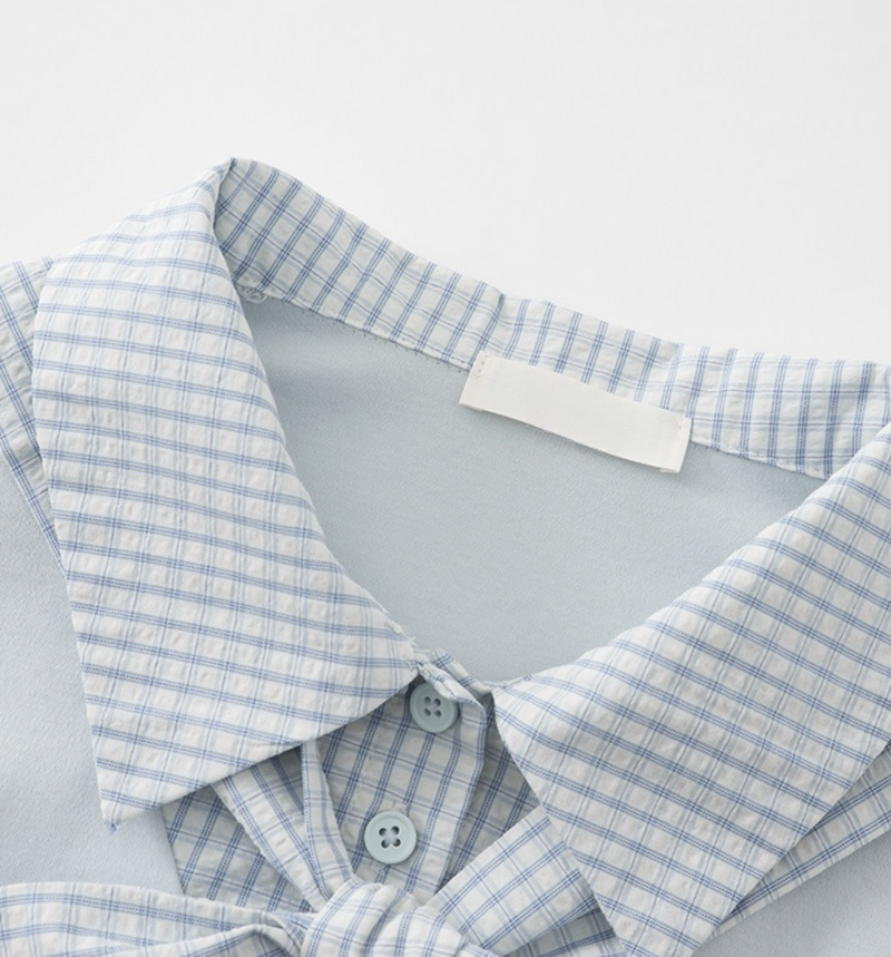 Lydia Check Ribbon Collar Tee
