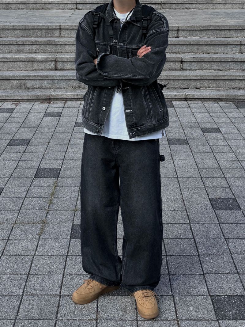 Basic Washed Black Denim Jacket