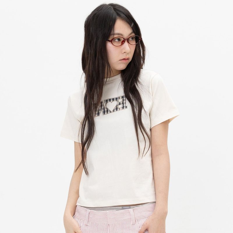 WEBHOUSE（ウェブハウス）の「 WH Check Patch Tee - Ivory（Tops）」