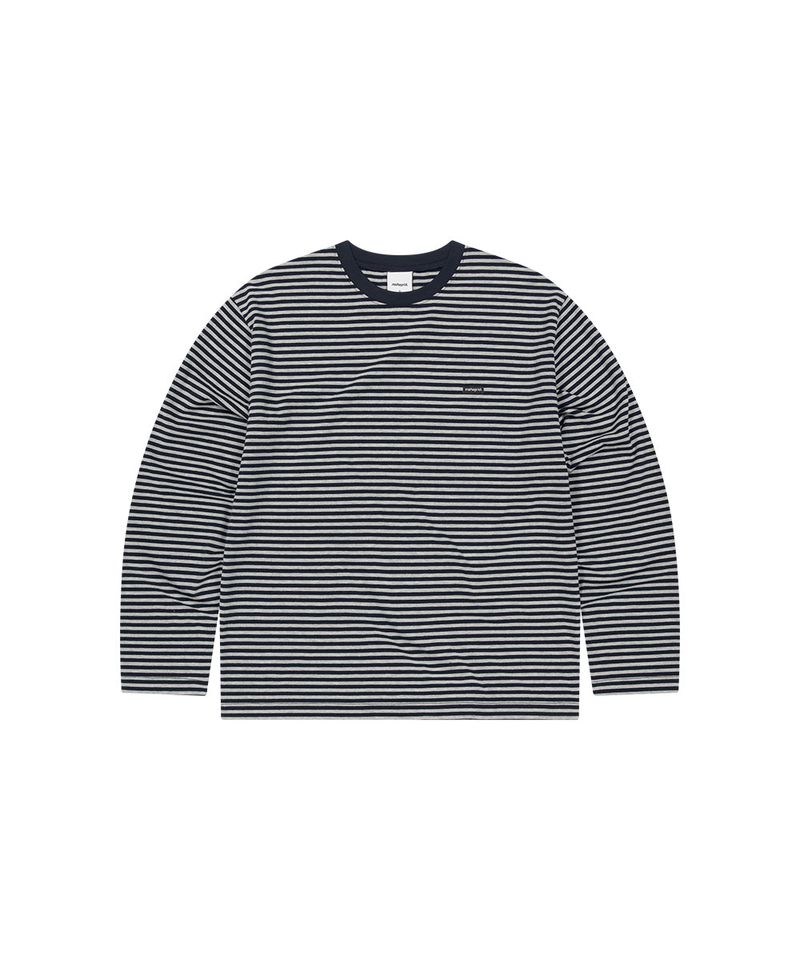 STRIPE BASIC LOGO LONG SLEEVE_NAVY