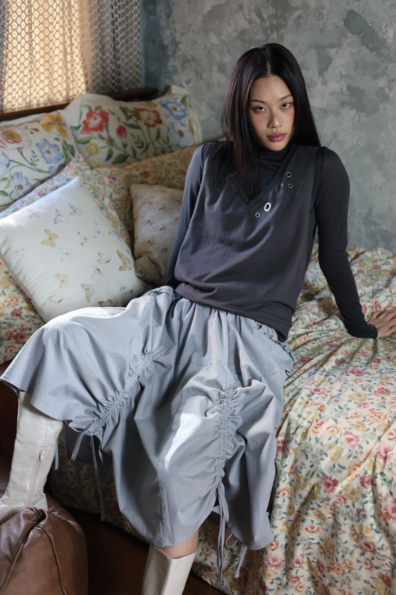  drawn ruffle skirt_grey