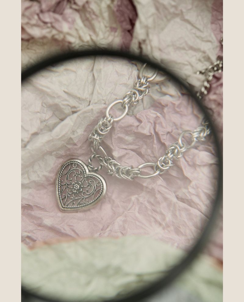 antique heart mix-chain necklace