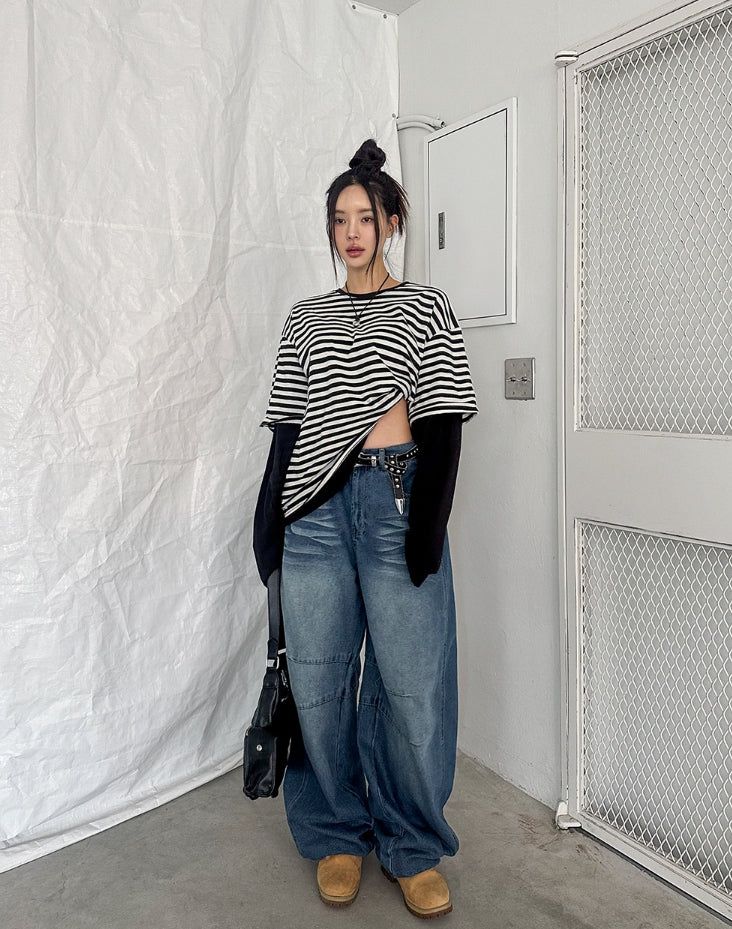 Odd stripe layered t-shirt