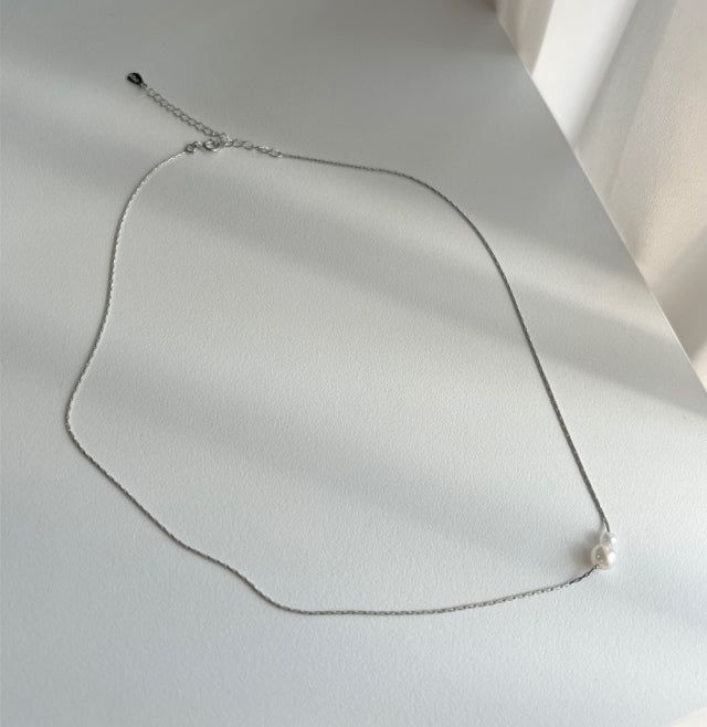 loo Silver 925 Pearl Innocent Daily Short Wedding Guest Necklace