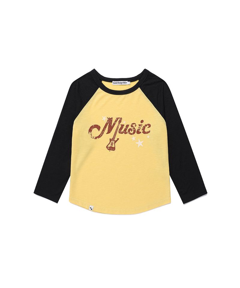 VINTAGE MUSIC RAGLAN TEE YELLOW(CV2GFFT551A)