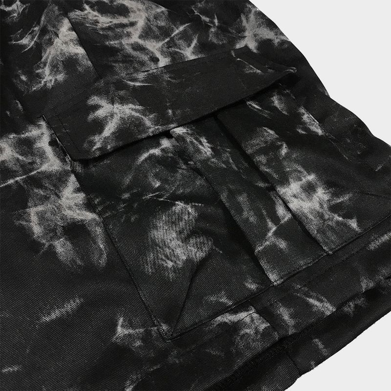 tie-dye cargo shorts_black
