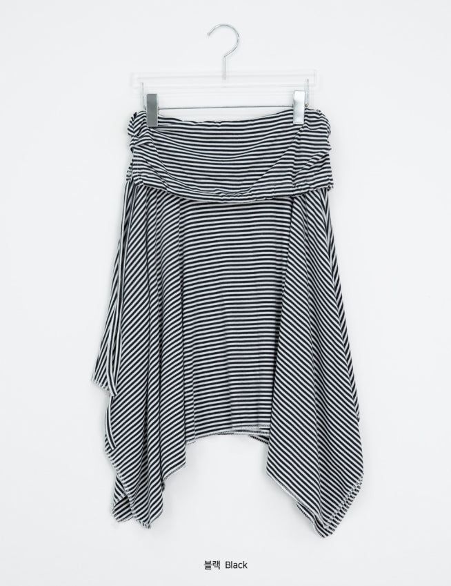 Woots Stripe Folding Layered Midi Skirt