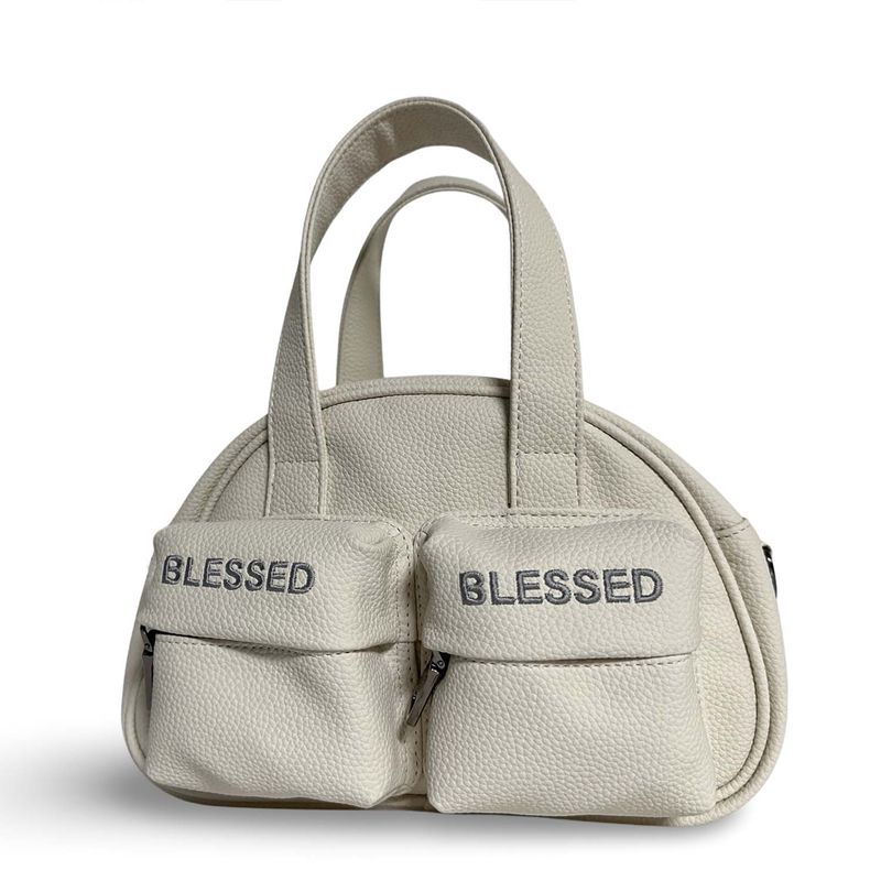 HALF MOON SHOULDER HAND BAG_SMALL-Hybrid leather Creamgrey
