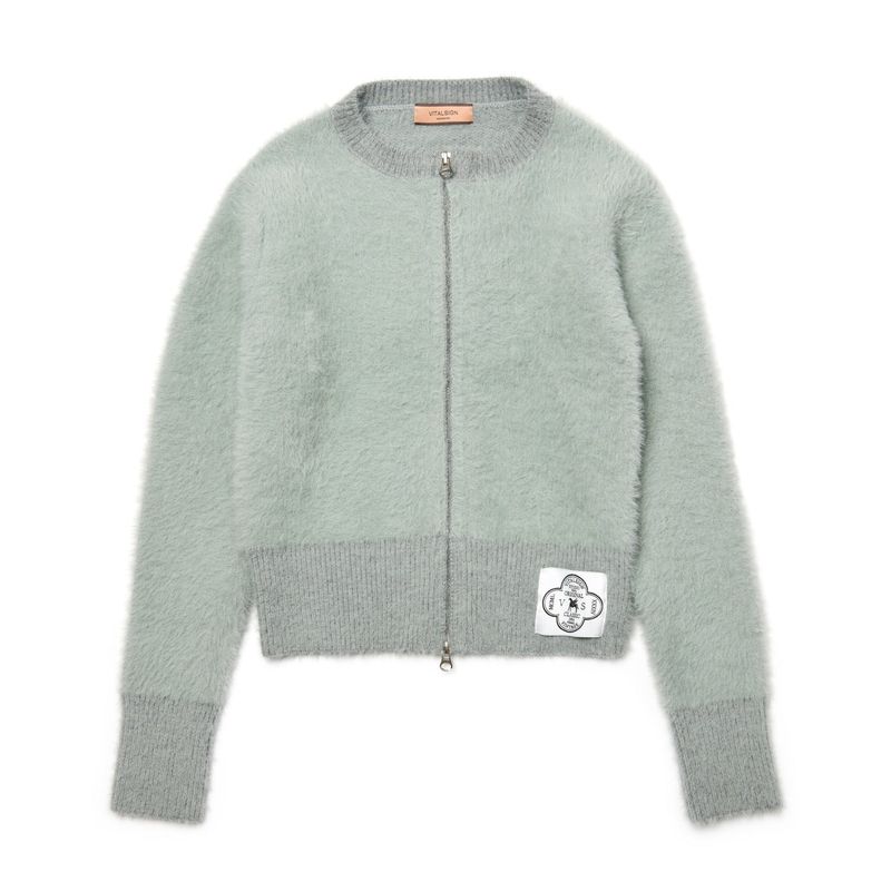 [LINE] Mohair Wool Blend Knit Zip-Up