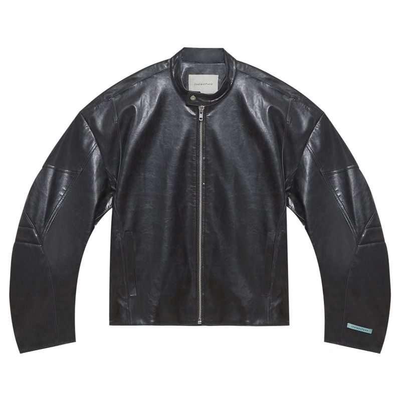 Faux-leather biker jacket